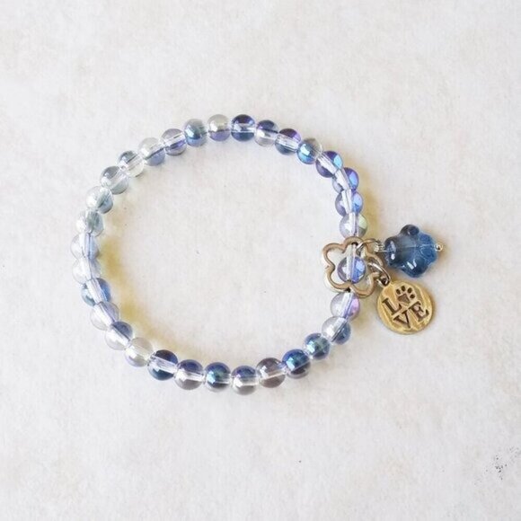 Shimmering Pet Lovers Stretch Bracelet 7" Wrists! Dog Cat Paws Pawprint Animal - Picture 4 of 5